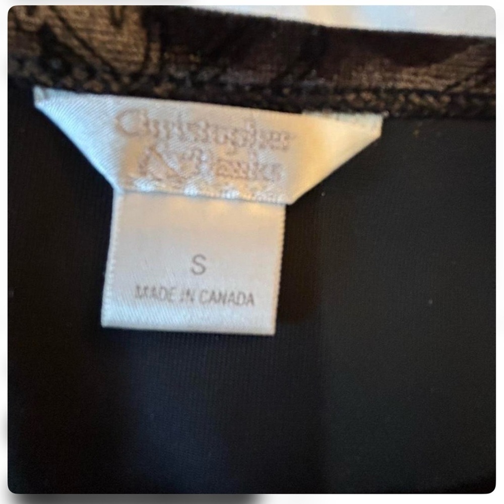 Christopher & Banks Black silver and Gold Patterned Blouse velvet - Picture 4 of 9